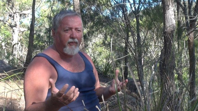 Uncle Dennis Foley at site of Uncle Willie's shack on Coal and Candle Creek, 2014